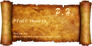 Pfaff Henrik névjegykártya